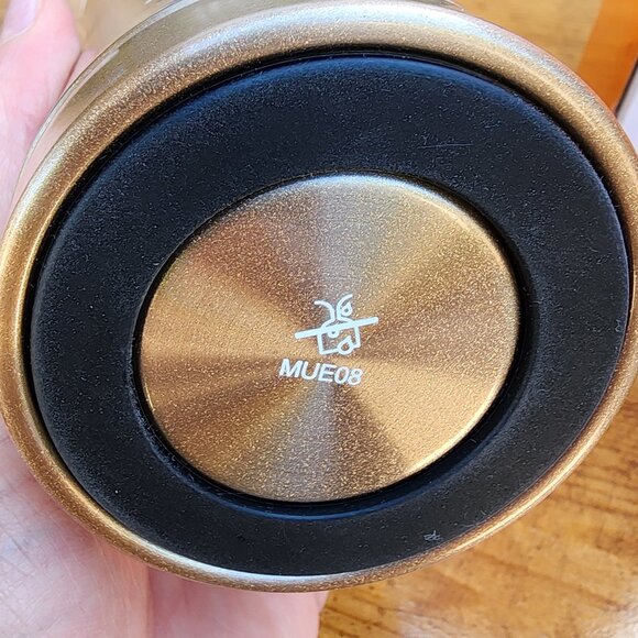 Tupperware Metallic OTG Travel Insulated Thermal Gold Flask Tumbler 14oz NIB - Picture 8 of 9